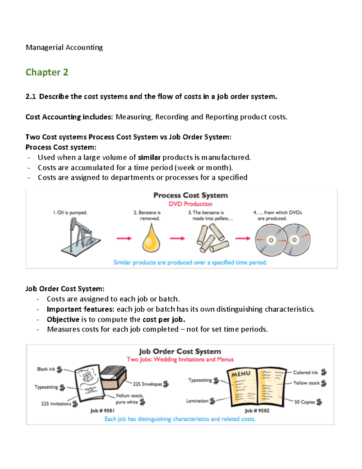 Managerial Accounting summary - Managerial Accounting Chapter 2 2 ...