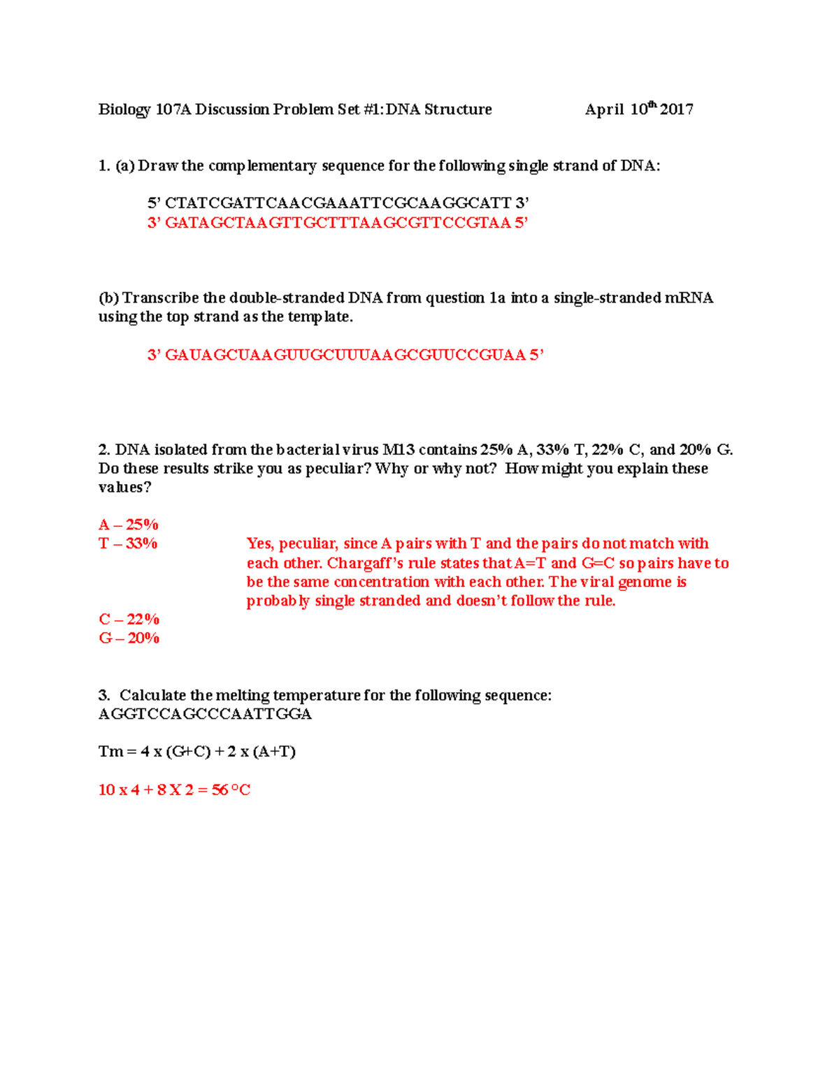 Biology 107as Discussion Problems Week 2 Cmdb 1 Studocu