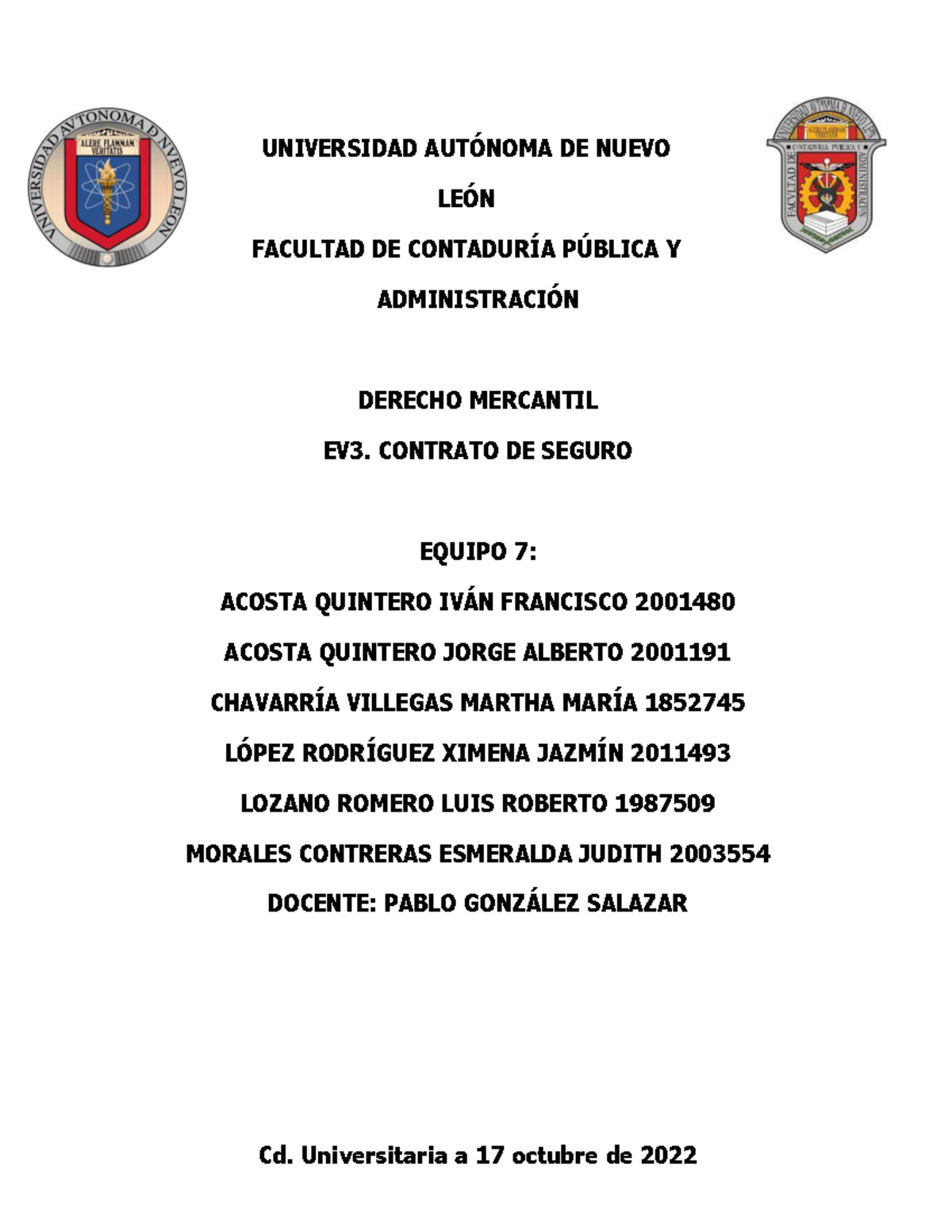 EV3 Derecho- Equipo 7 - TAREA - UNIVERSIDAD AUTÓNOMA DE NUEVO LEÓN ...