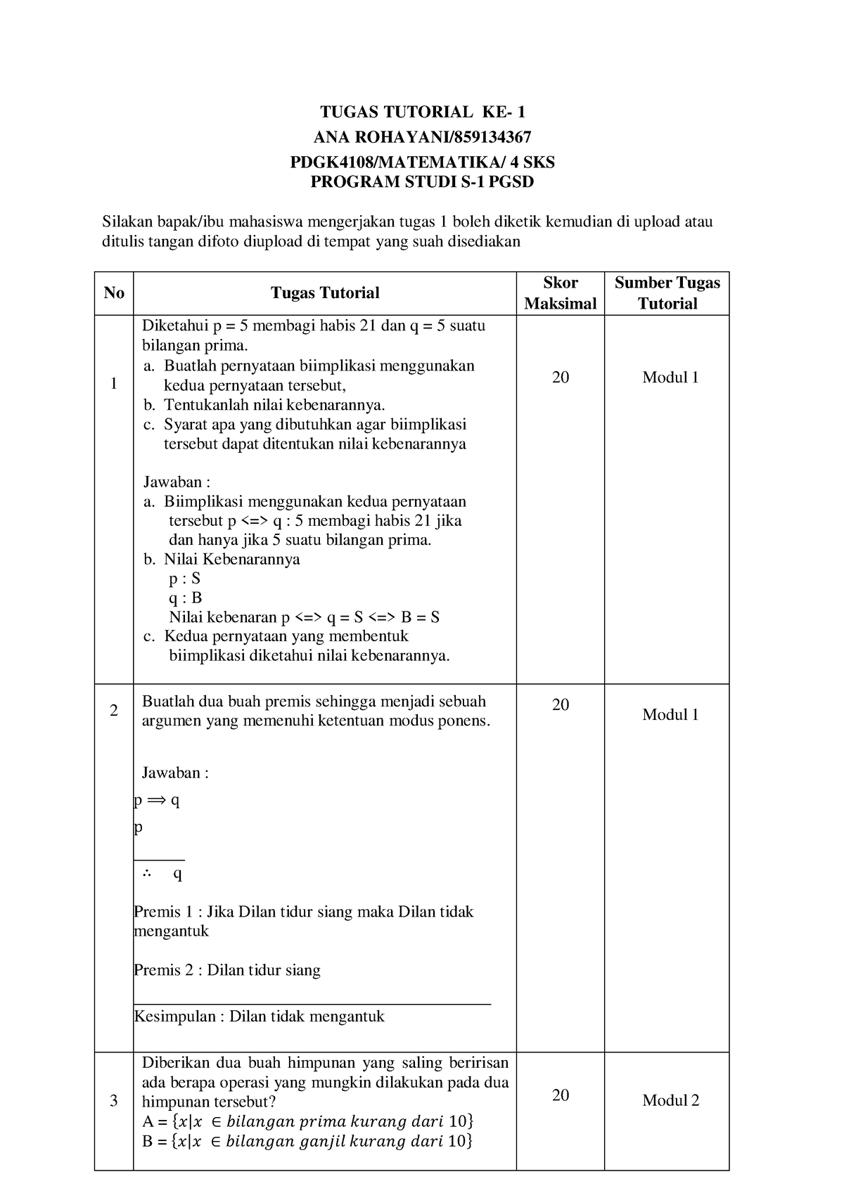 Tugas Tutorial 1 PDGK 4108 - TUGAS TUTORIAL KE- 1 ANA ROHAYANI ...