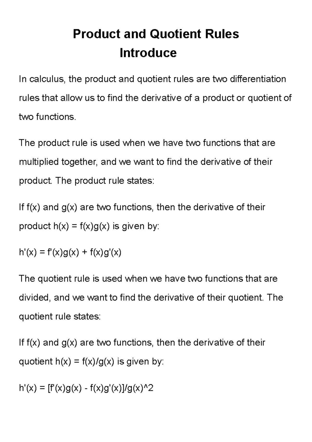 product-and-quotient-rules-introduce-product-and-quotient-rules