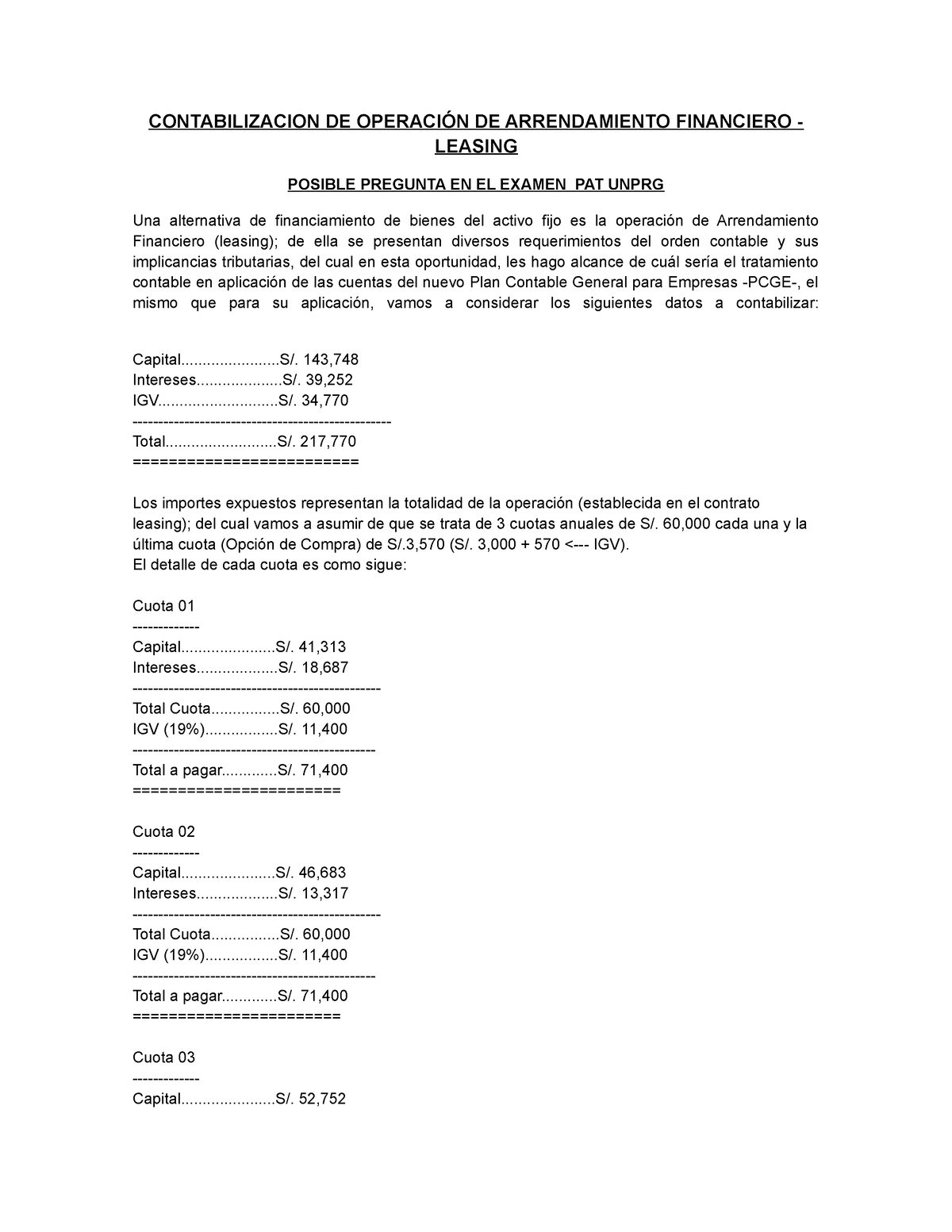 Contabilizacion De Operación De Arrendamiento Financiero 1 Contabilizacion De OperaciÓn De 0592