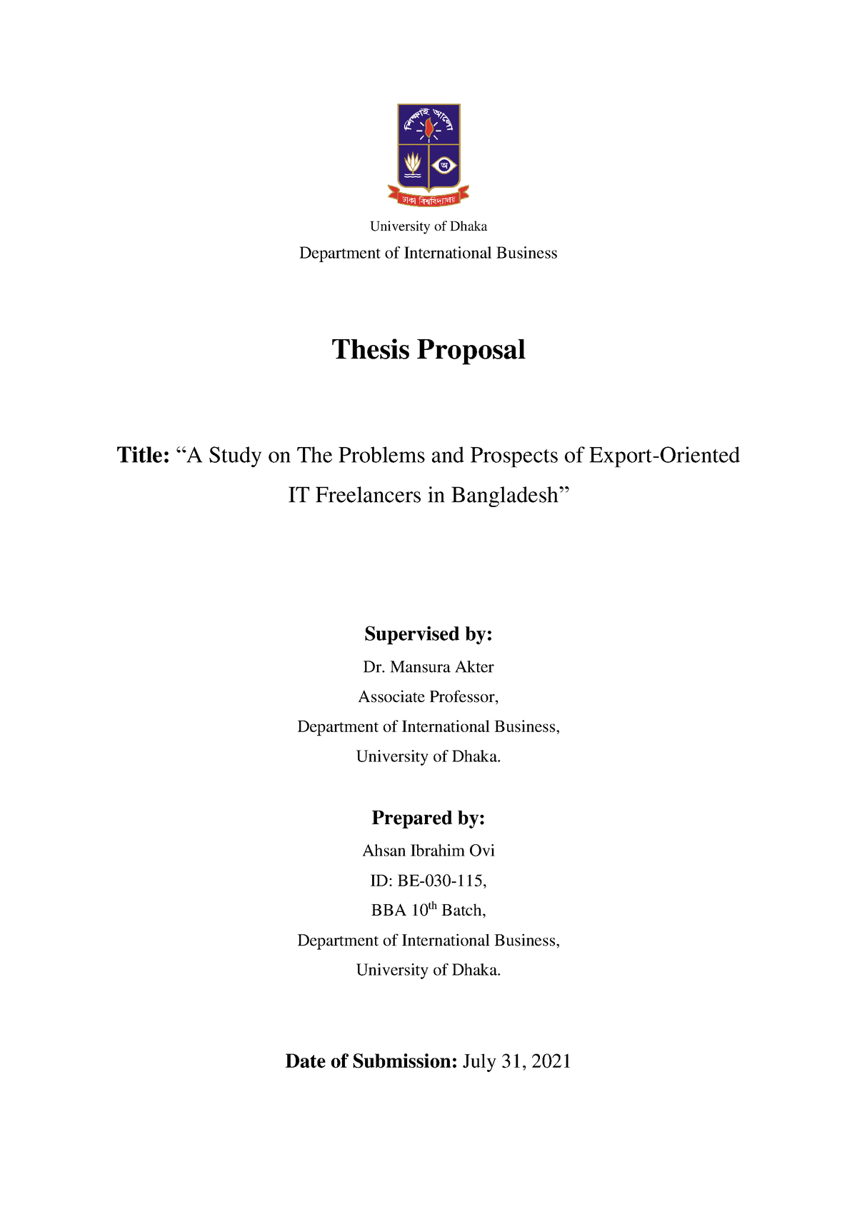 thesis paper of dhaka university