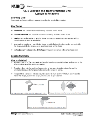 Math Up Patterns 05 Creating and Using Pattern Rules (Gr. 5) - 1 Name