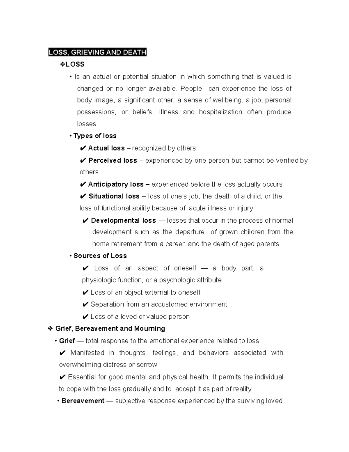 critical thinking model for loss death and grieving assessment