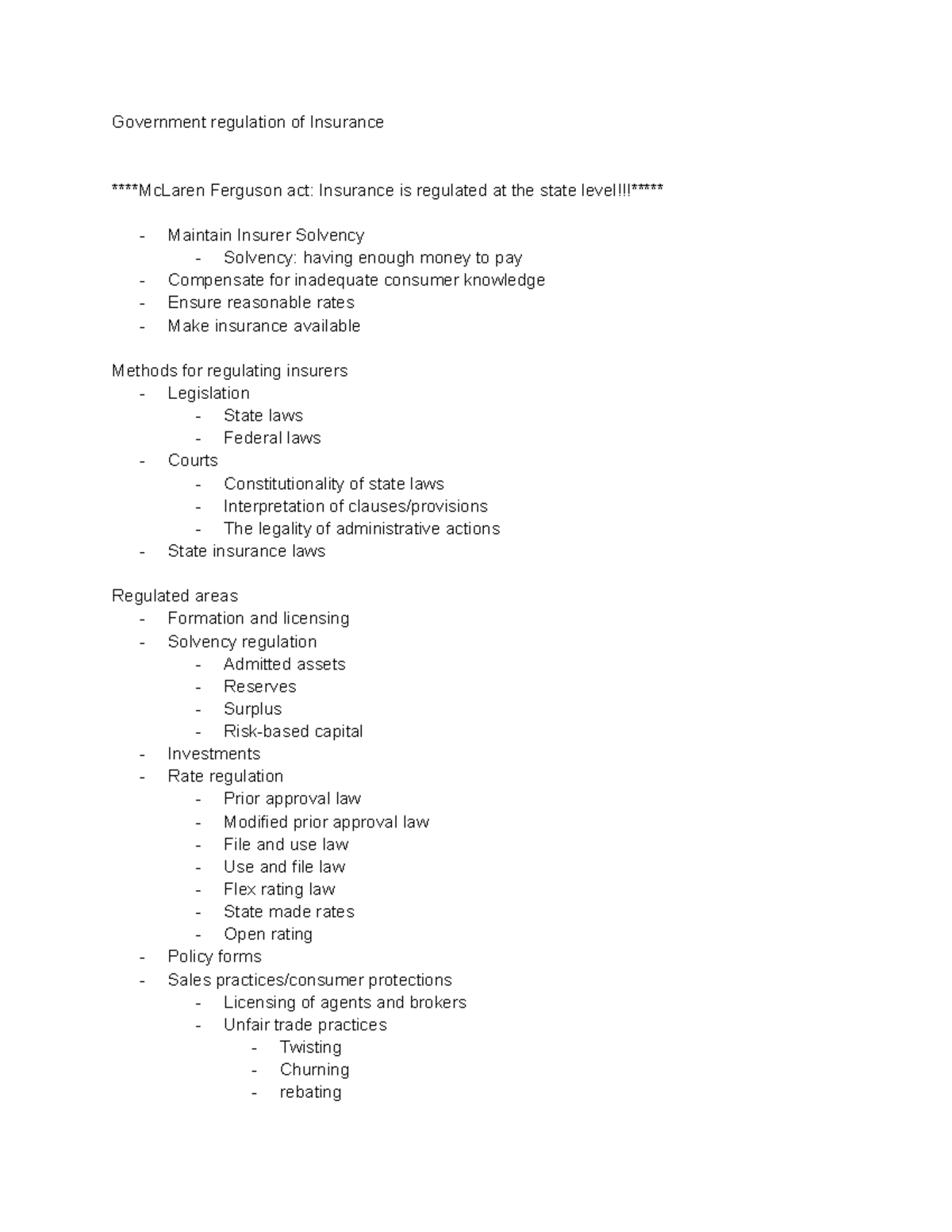 Government regulation of Insurance Government regulation of Insurance