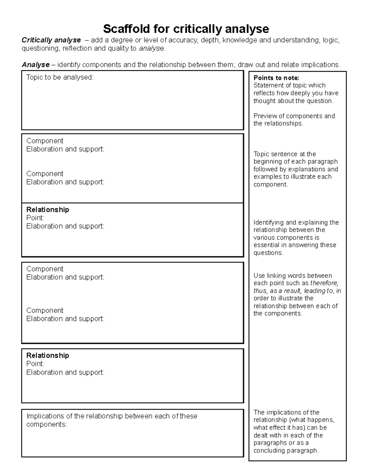 Criticanalyse scaffold - Scaffold for critically analyse Critically ...