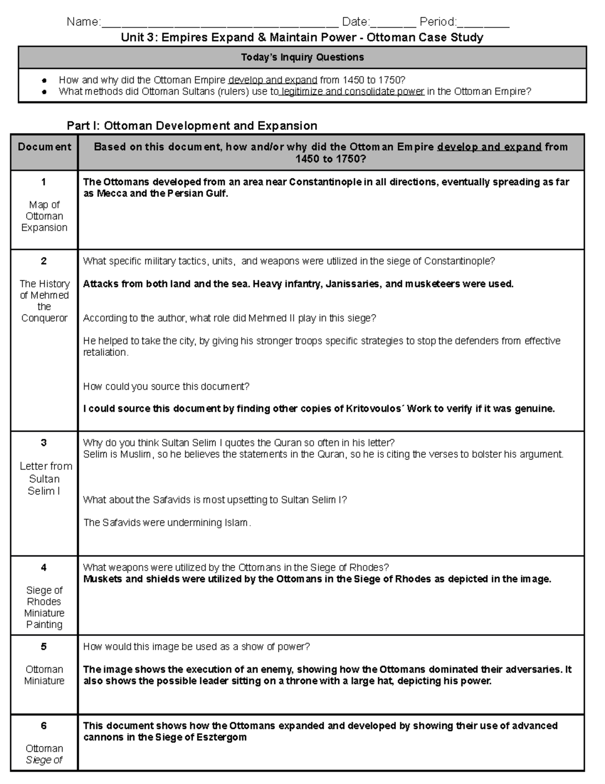 Copy of Unit 3 Ottoman Empire Case Study (Student Handout) - Shubham ...