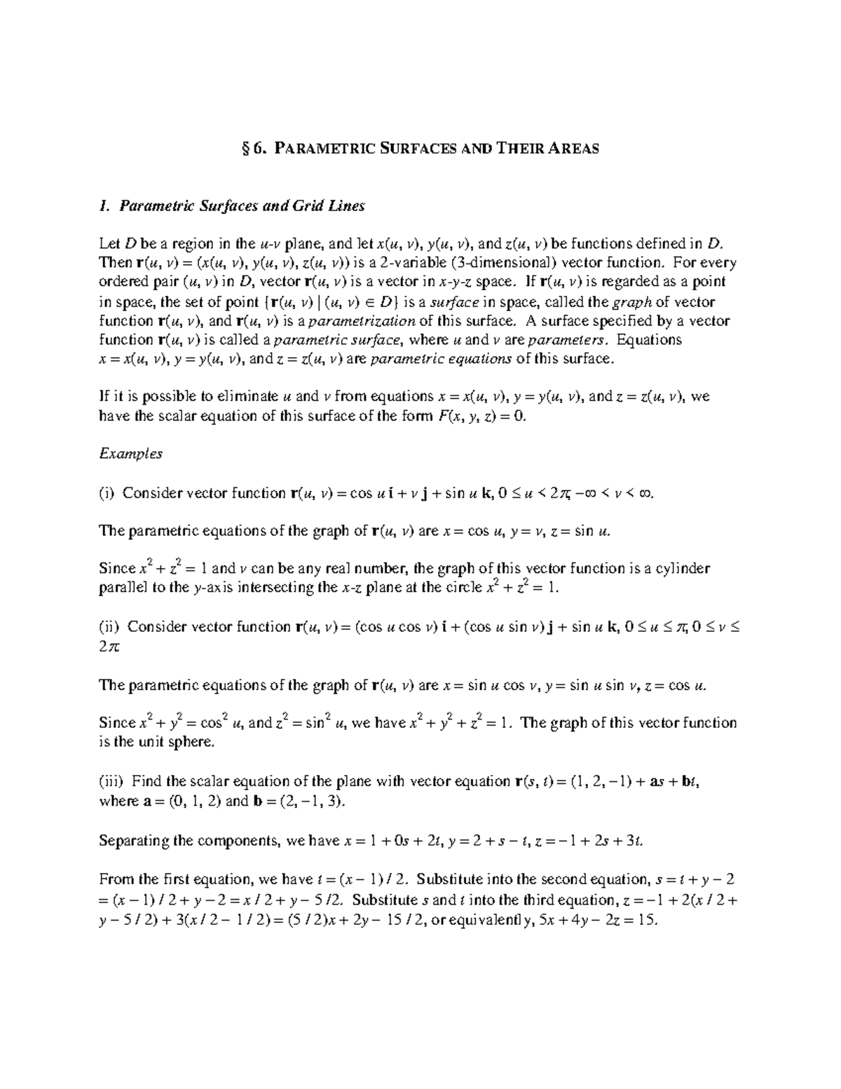 Parametric Surfaces And Their Areas – RQRR