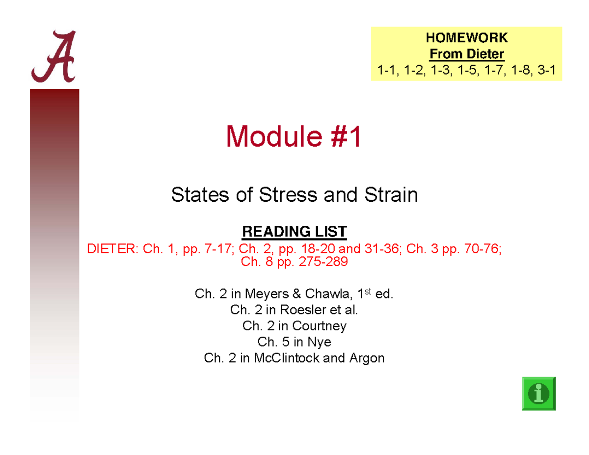 N01 - want - Module States of Stress and Strain READING LIST DIETER: Ch ...