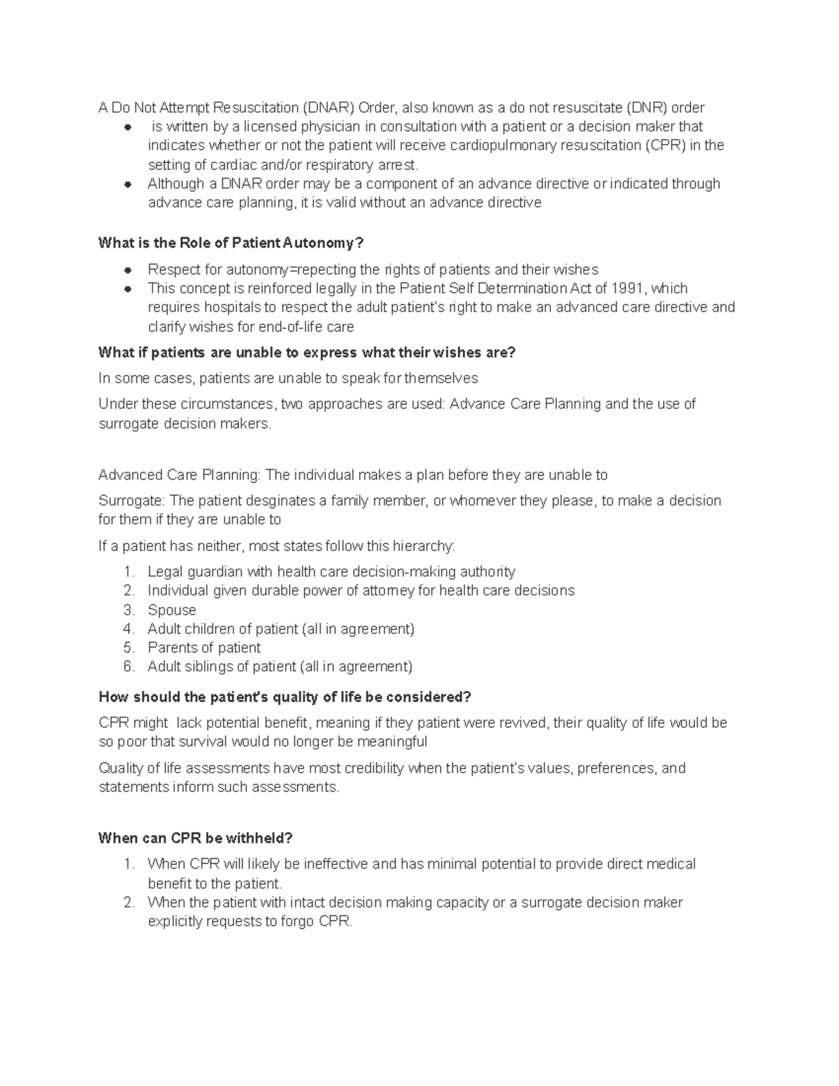 DNAR OrdersBio Ethics A Do Not Attempt Resuscitation (DNAR) Order