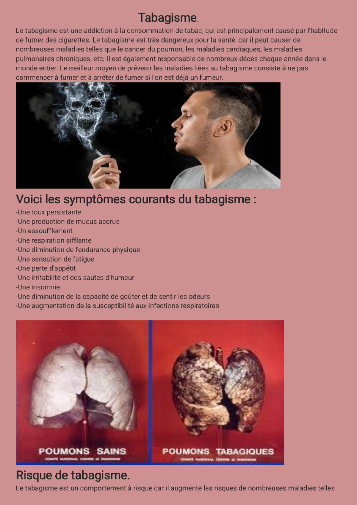 Tabagisme - Le tabagisme est une addiction à la consommation de tabac ...