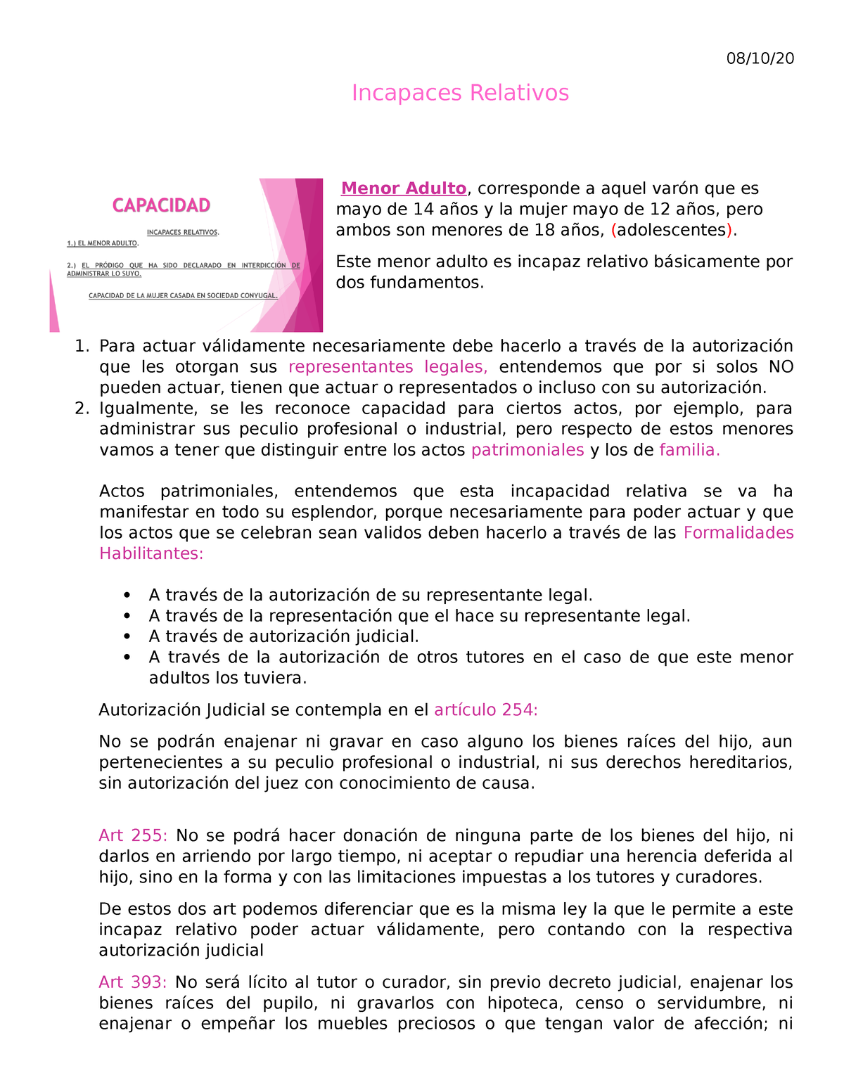 Capacidad De Los Incapaces Relativos Ante El Derecho Civil 0810 Incapaces Relativos Menor 5957