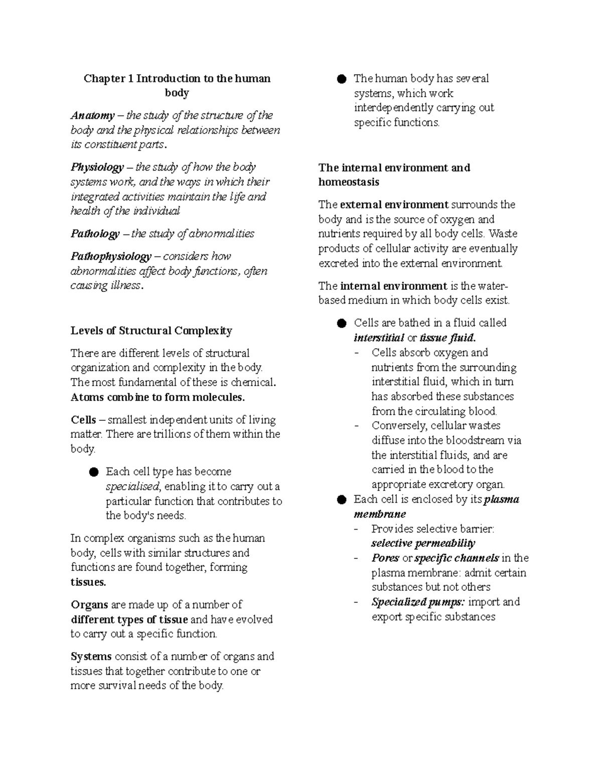 Handout-Ch1 - its all about human body and its functions - Chapter 1 ...