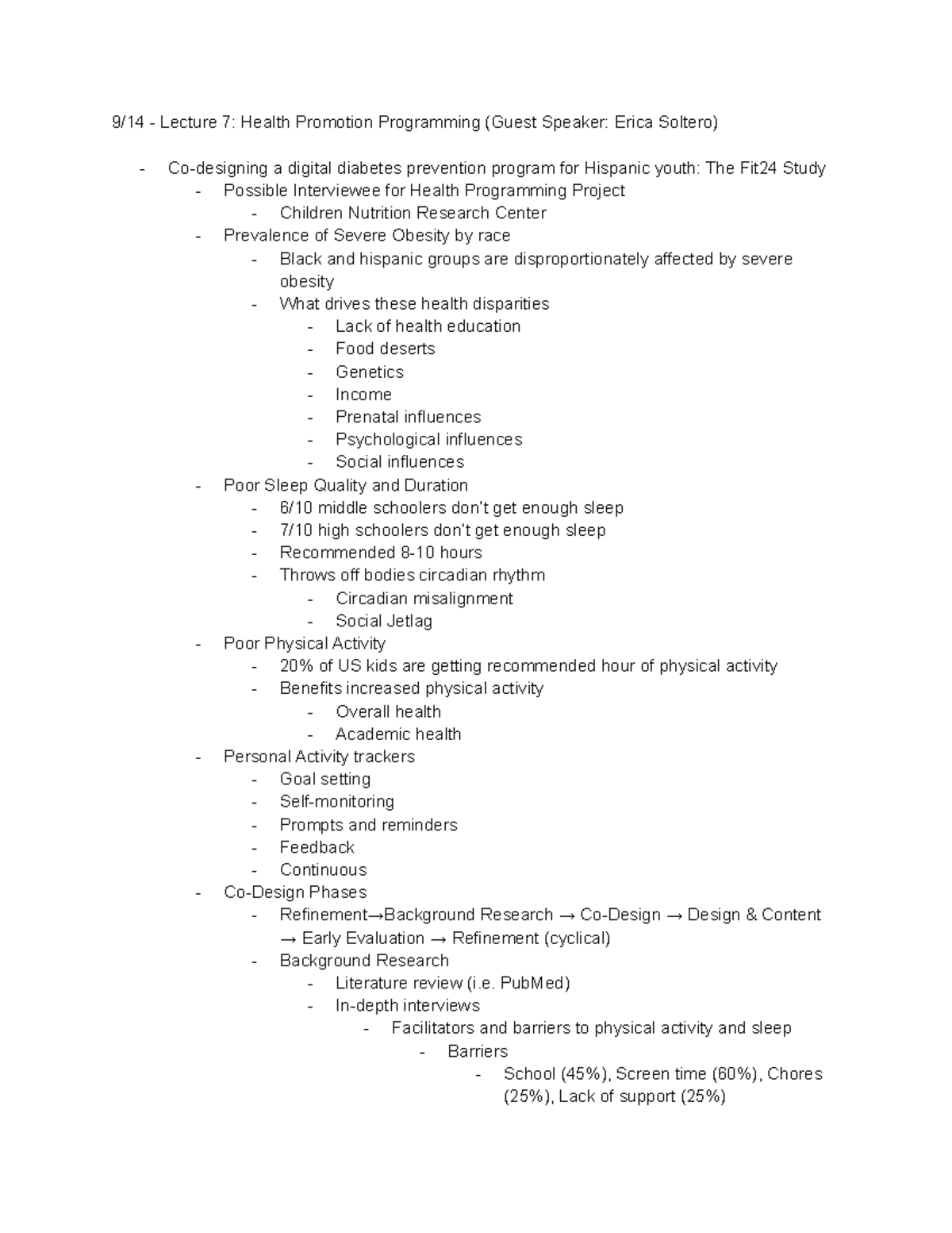 HEAL 222 In class Notes - Perkins - 9/14 - Lecture 7: Health Promotion ...