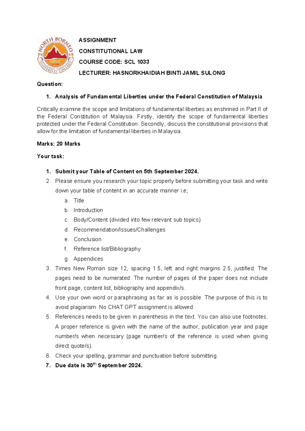 Assignment Degree - ASSIGNMENT CONSTITUTIONAL LAW COURSE CODE: SCL 1033 ...