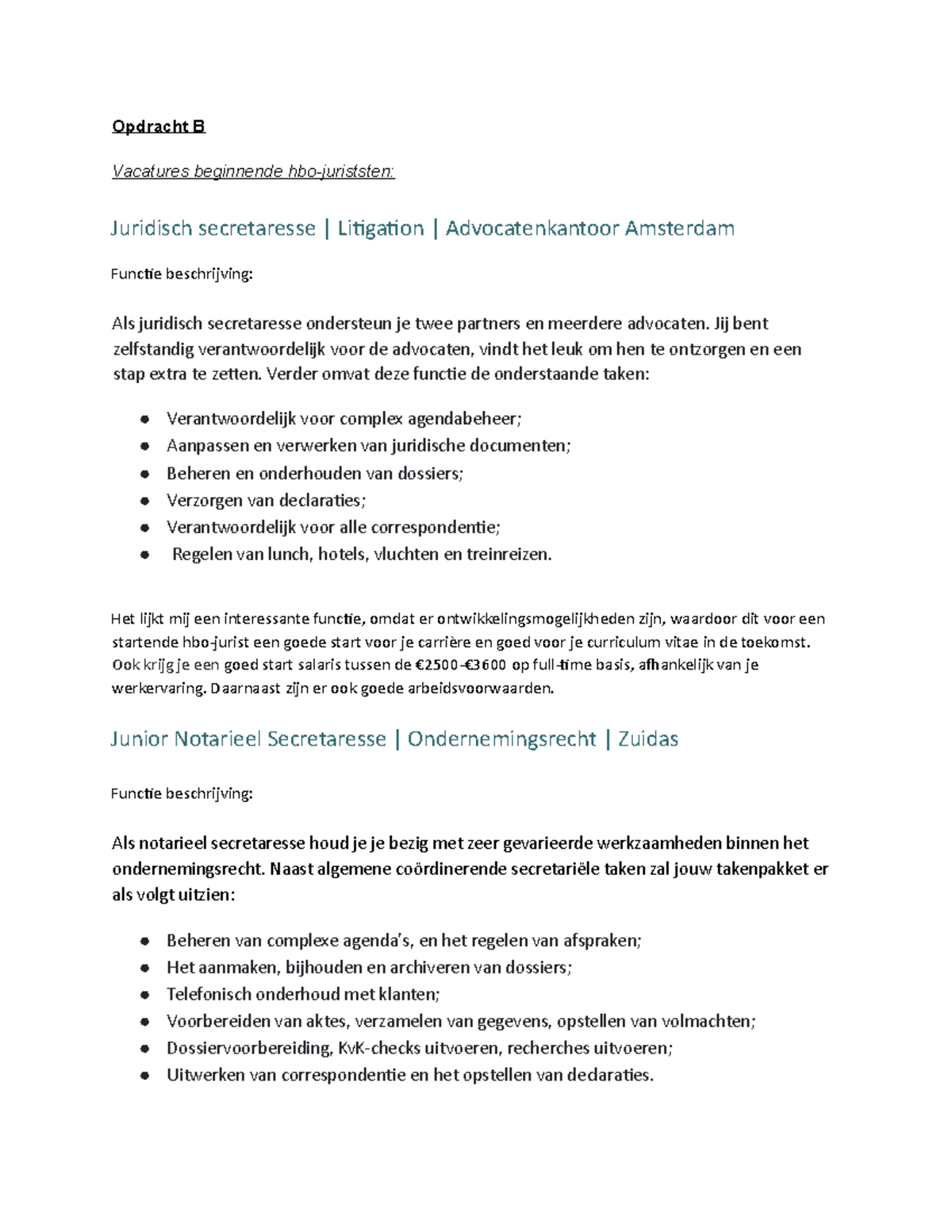 Copy Of Opdracht B - Opdracht B Vacatures Beginnende Hbo-juriststen ...