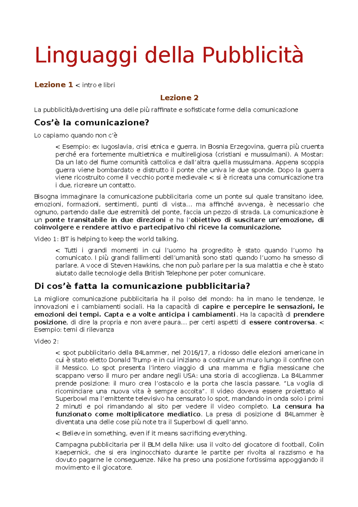 Linguaggi Della Pubblicità - Appunti Lezioni Cornara - Linguaggi Della ...