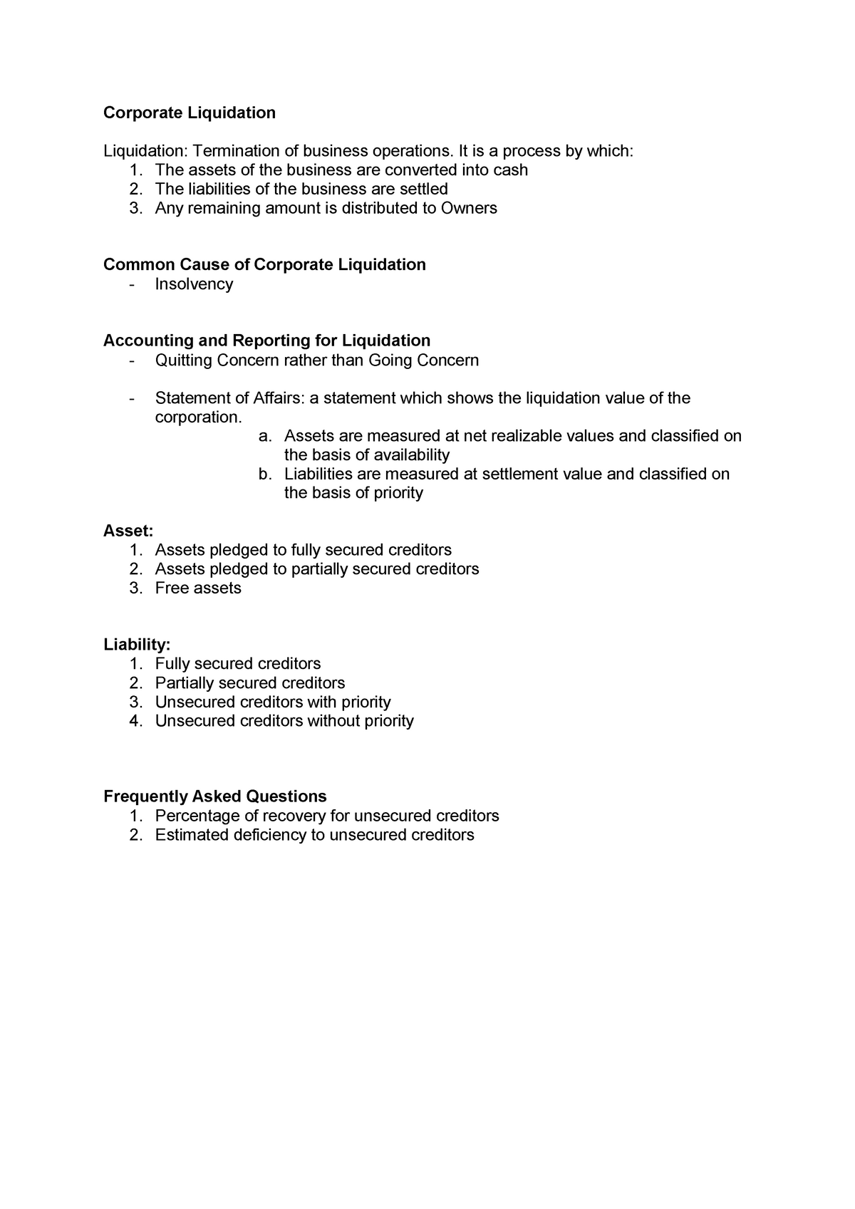 Corporate Liquidation-Discussion Guide - Corporate Liquidation ...