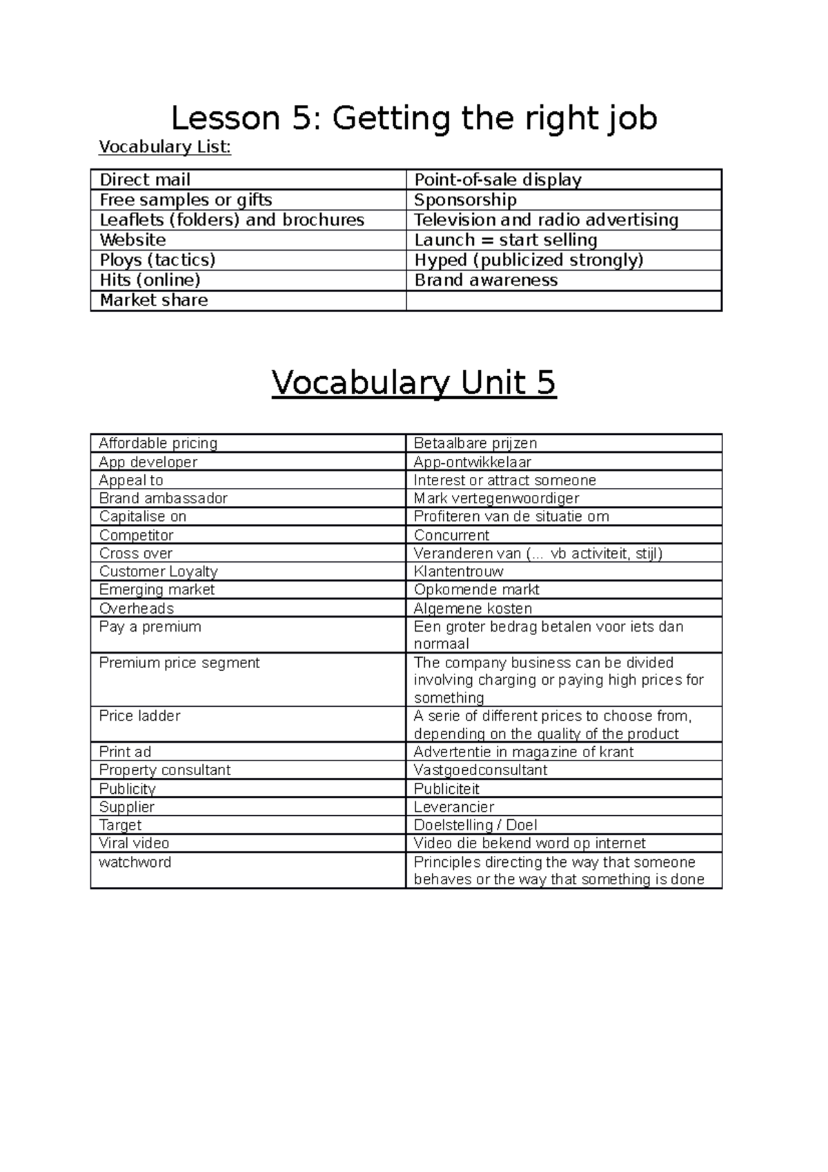 lesson-5-lesson-5-getting-the-right-job-vocabulary-list-direct-mail