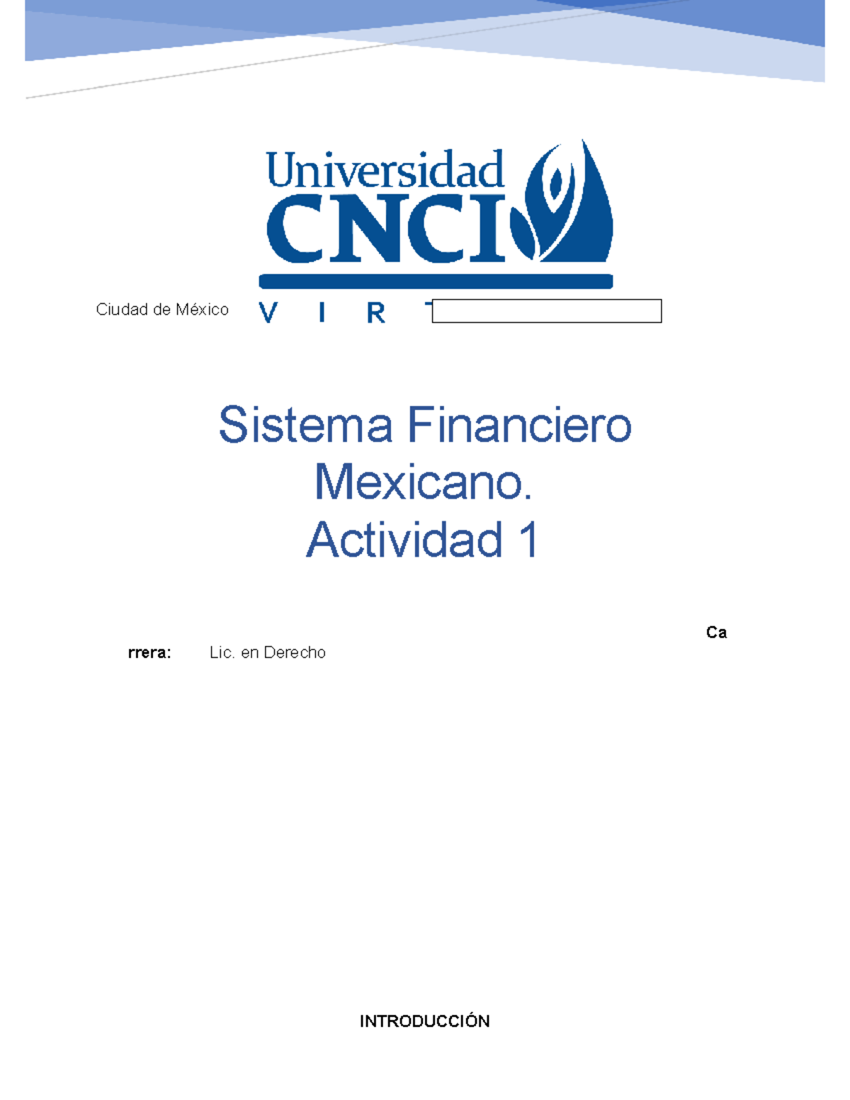 Sistema Financiero Mexicano Actividad 1 - Studocu