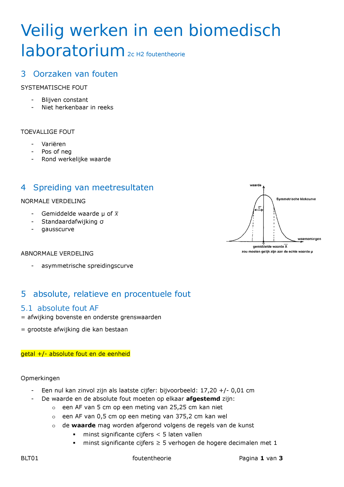 BLT01 2c1 H2 foutentheorie - Veilig werken in een biomedisch ...