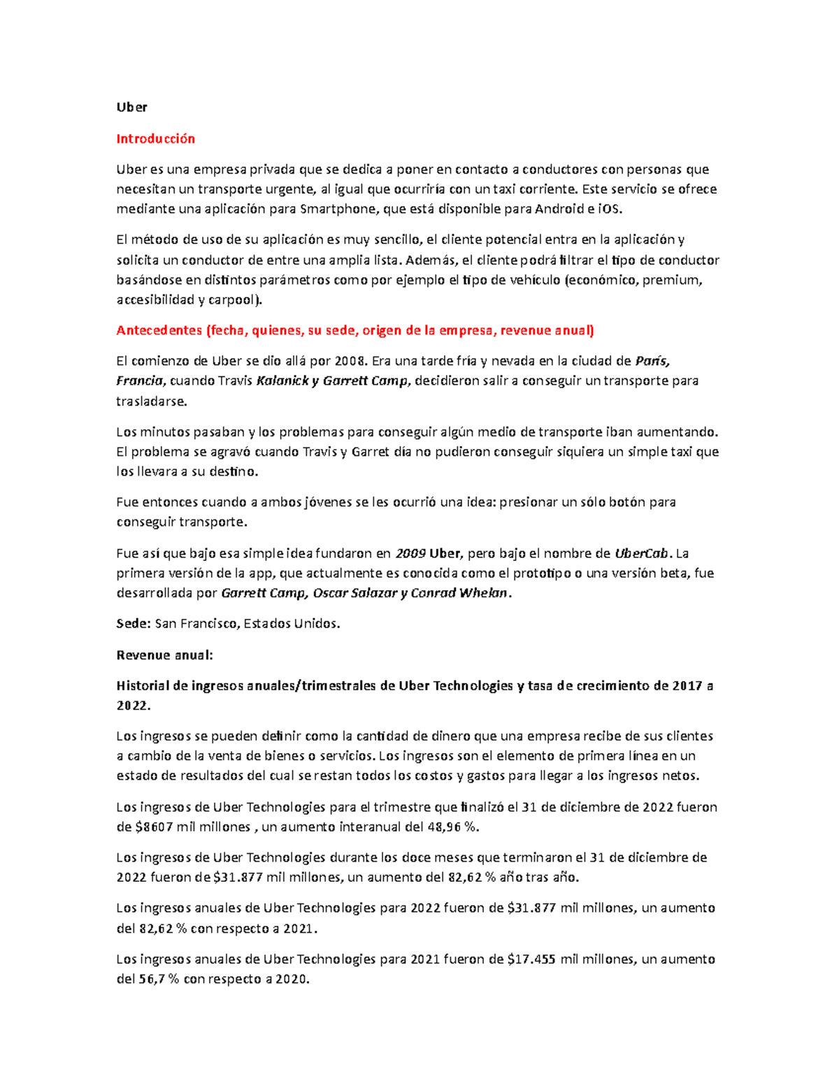 Infoexpo Modelo Neg Uber - Uber Introducción Uber es una empresa