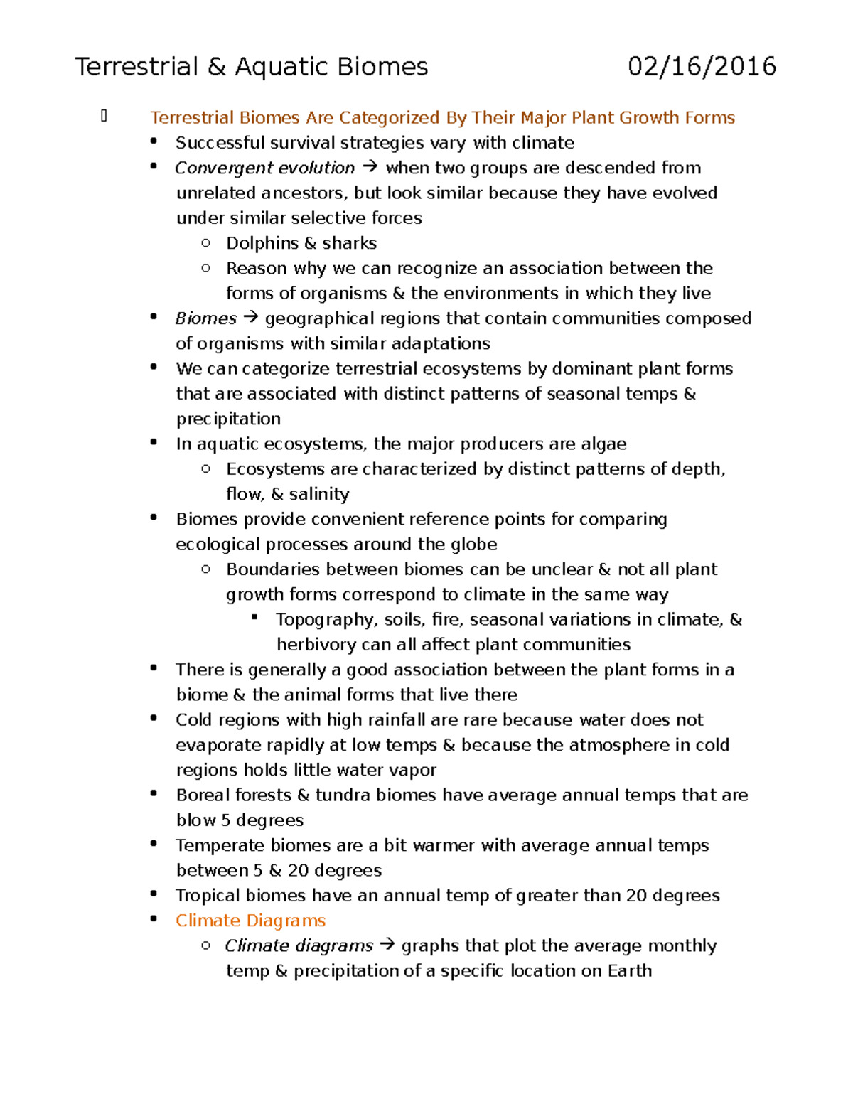 Terrestrial Aquatic Biomes Ch6 Terrestrial Aquatic Biomes Terrestrial Biomes Are Categorized