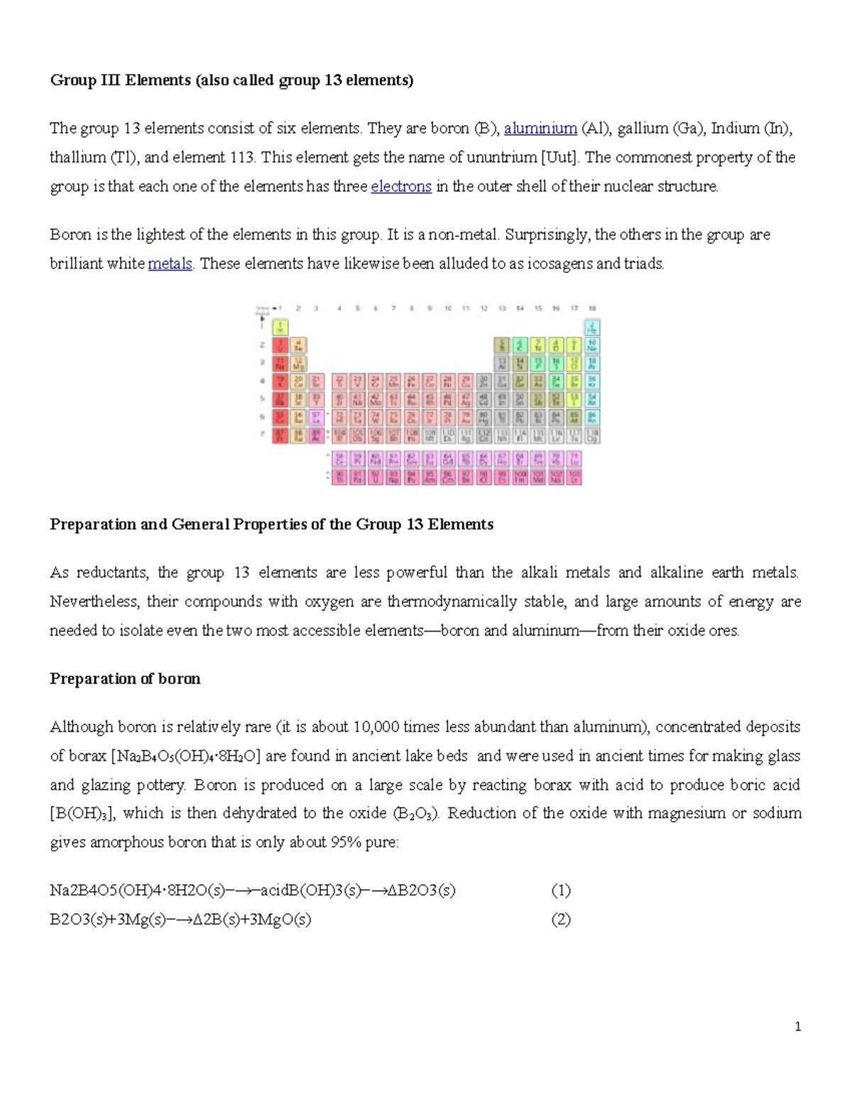 Group III elements - They are boron (B), aluminium (Al), gallium (Ga ...