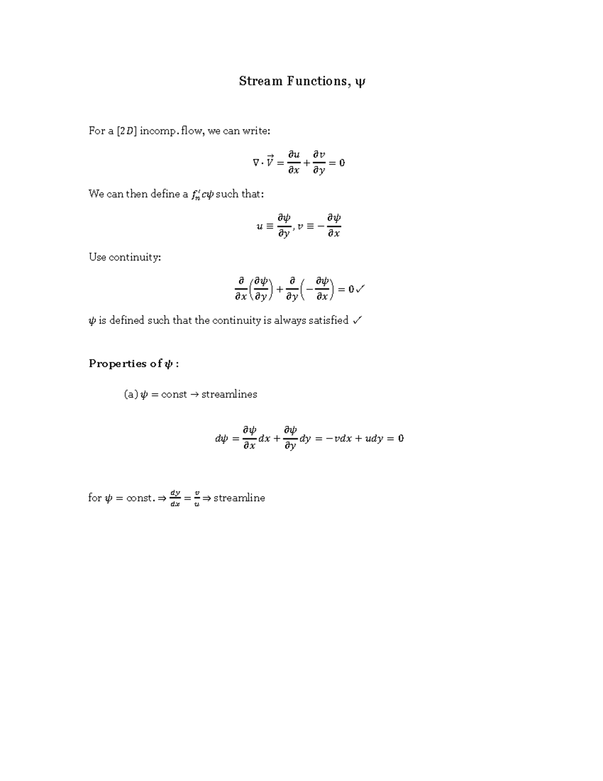 Stream functions - Fluid Mechanics 3A - Stream Functions, For a [ 2 𝐷 ...