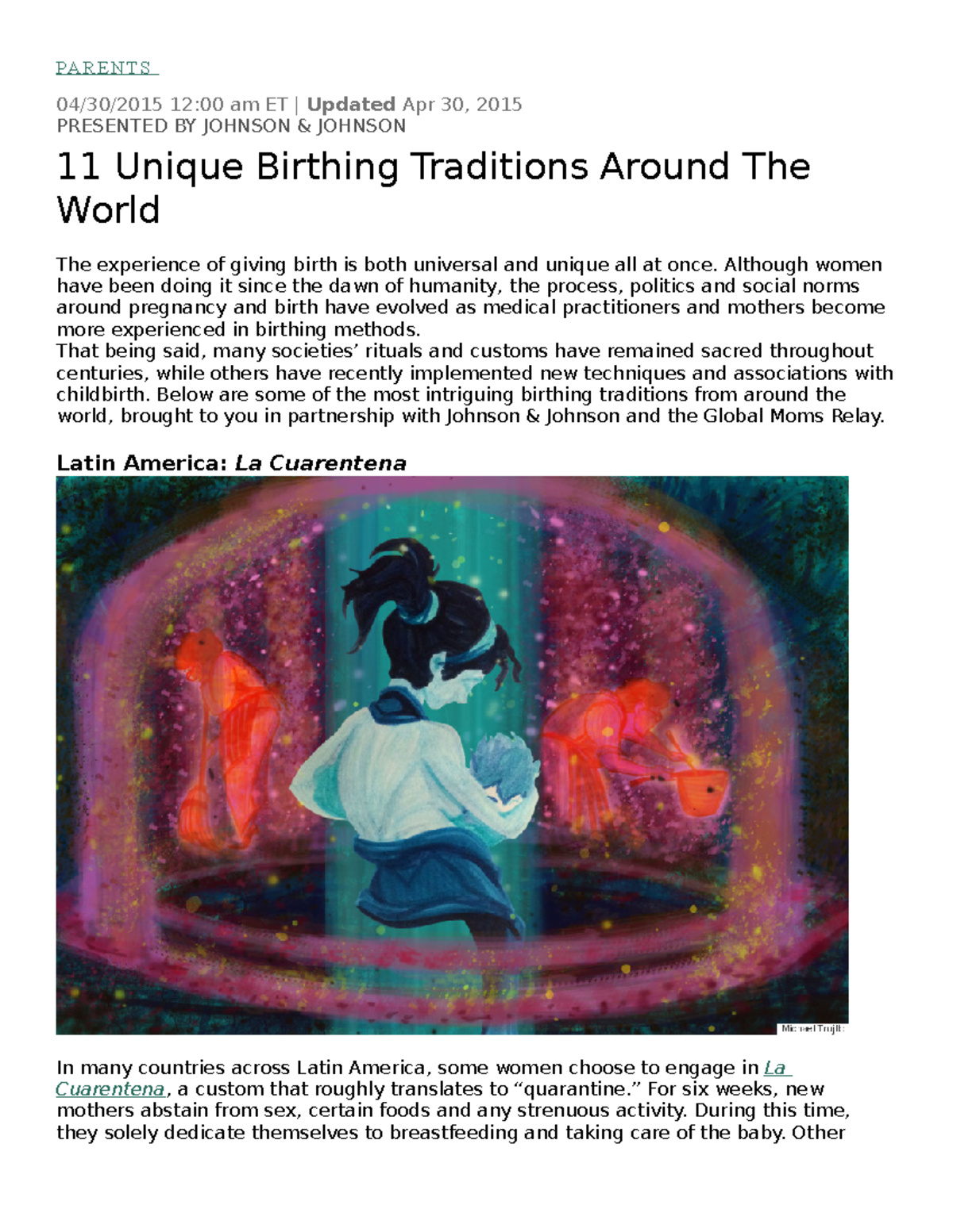 Article 1 - Birthing Traditions from Around the World - PARENTS 04/30