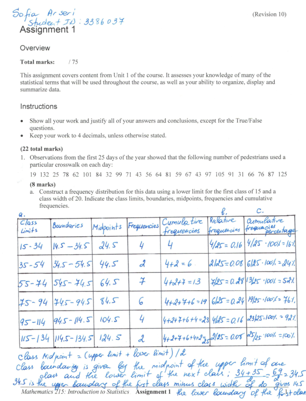 Assignment 1 MATH 215 - Math 215 - Studocu