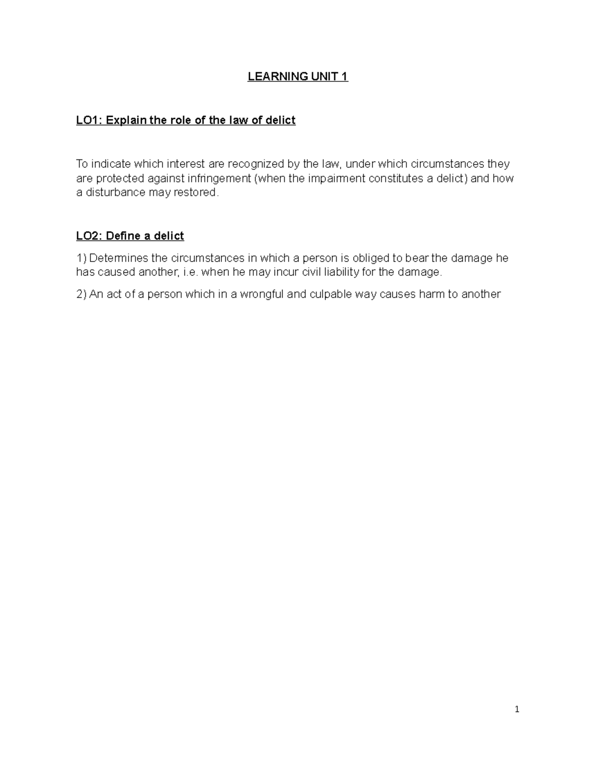 Learning UNIT 1 - Lecture notes 6 - LEARNING UNIT 1 LO1: Explain the ...