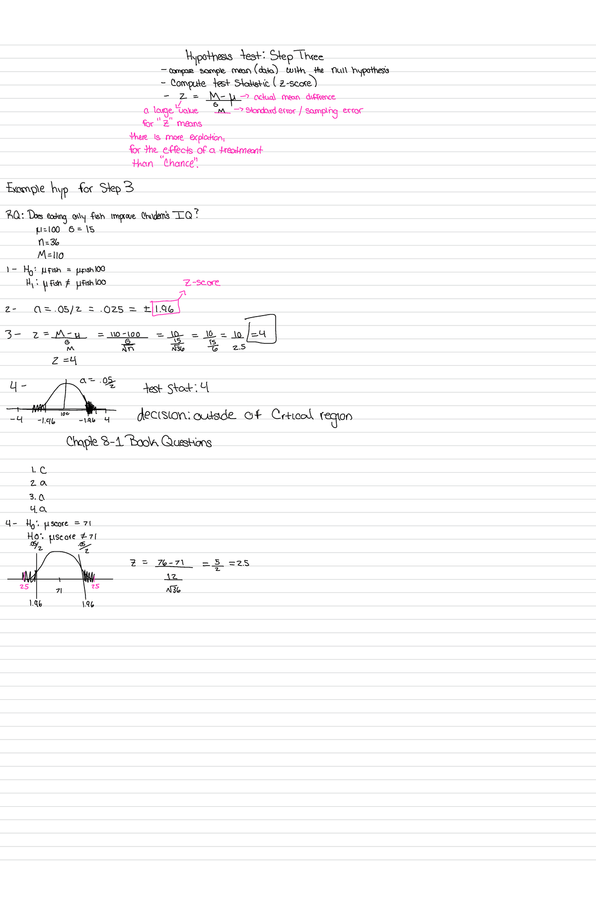 Psychological Stats Hypotheses testing pg2 Hypothesis test stepThree compare