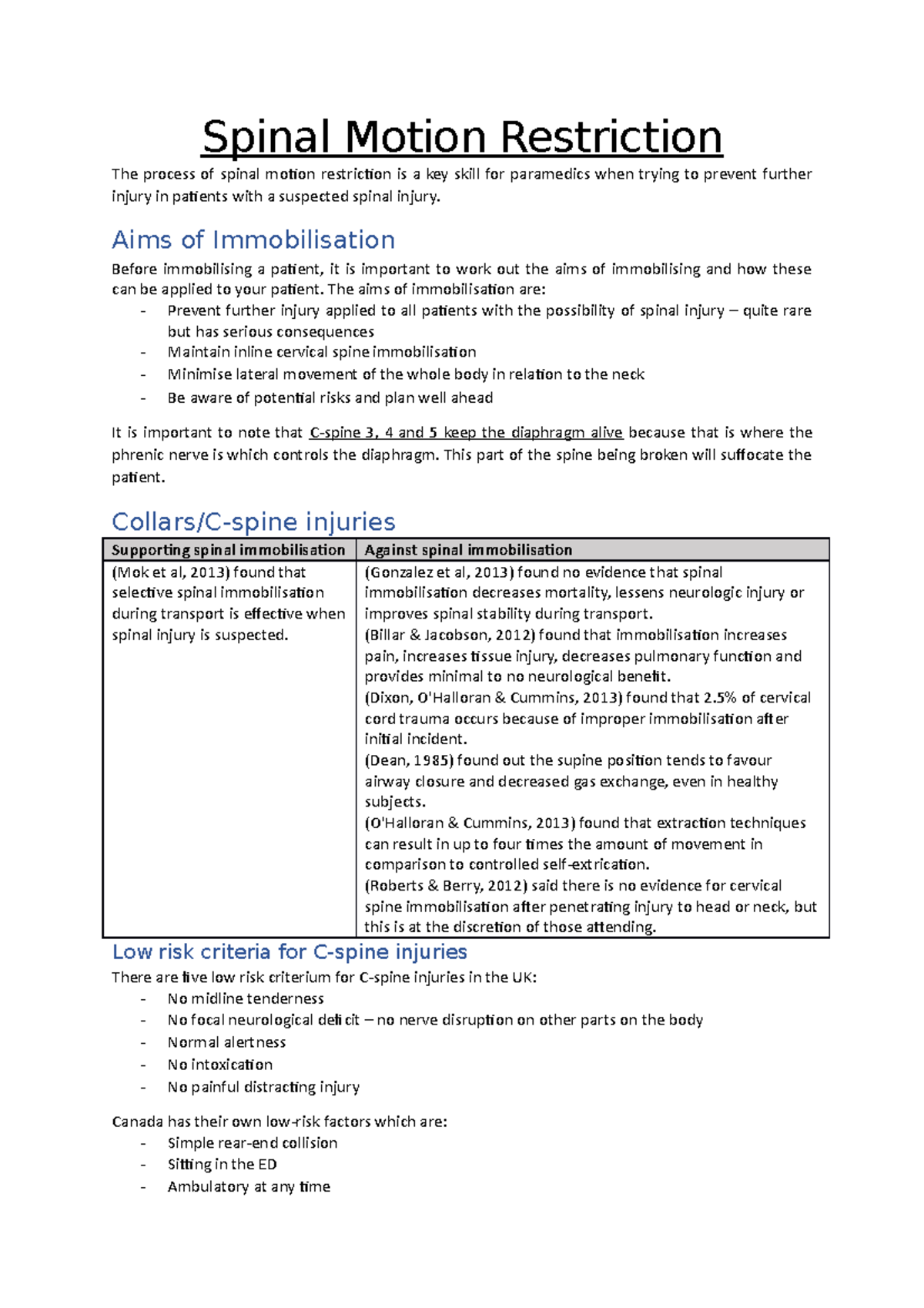 Spinal Immobilisation - Spinal Motion Restriction The Process Of Spinal ...