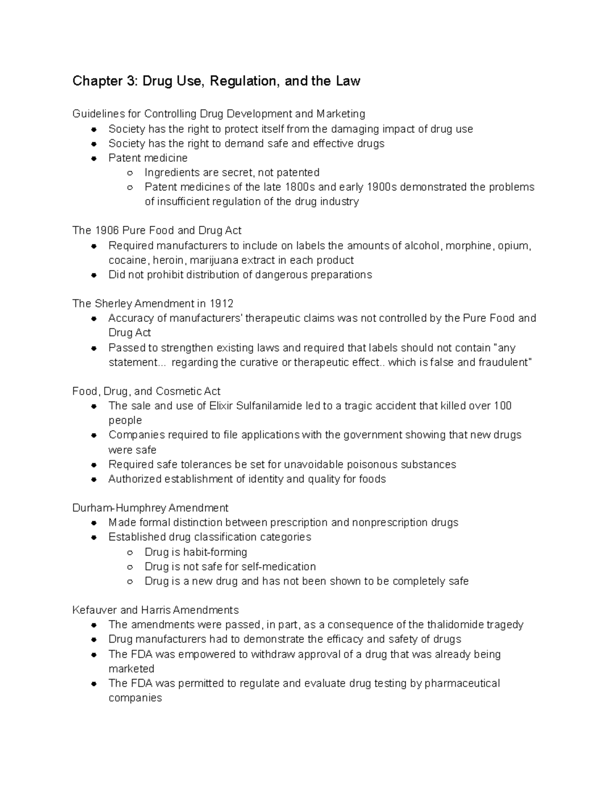 Ch 3 - Chapter 3 Notes: Drug Use, Regulation, and the Law - Chapter 3 ...