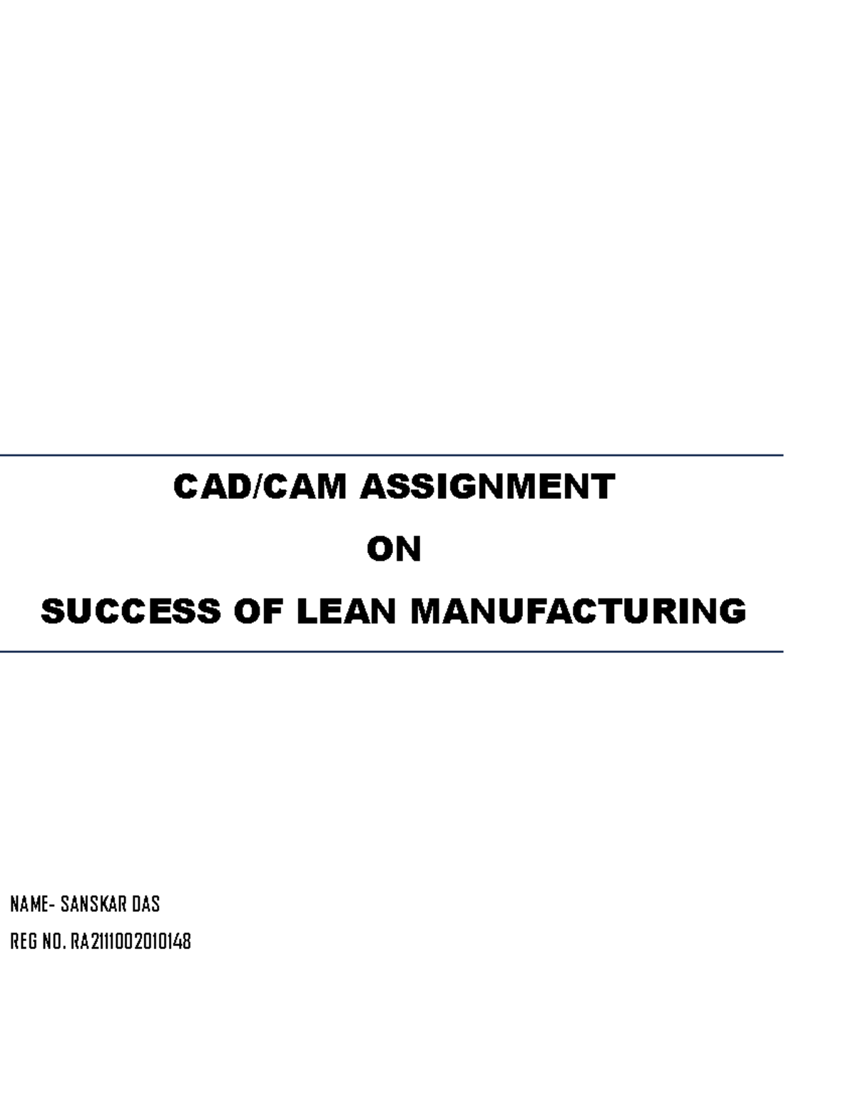 Success of Lean Manufacturing - CAD/CAM ASSIGNMENT ON SUCCESS OF LEAN ...