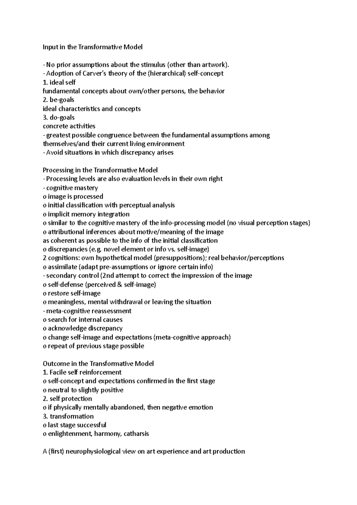Input in the Transformative Model - Adoption of Carver's theory of the ...
