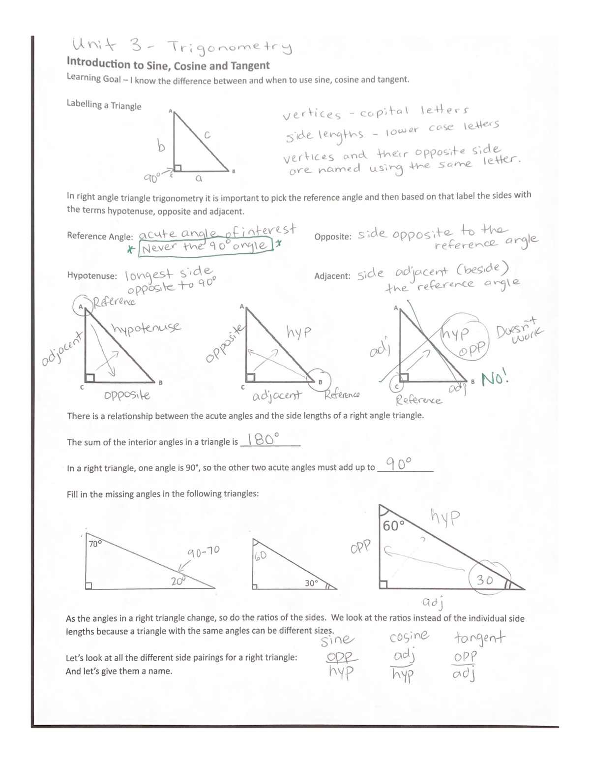 Lesson 1 of Trigonometry Ratios Notes 2021 - Studocu