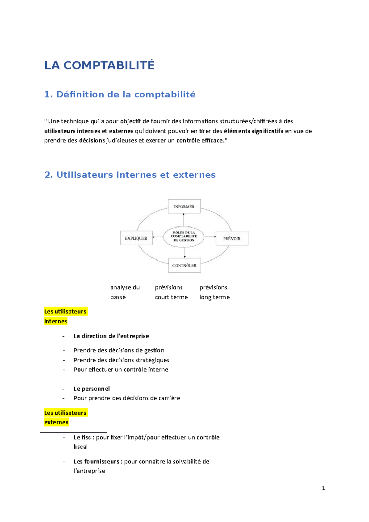 LA Comptabilité D'une Entreprise - LA COMPTABILITÉ 1. Définition De La ...