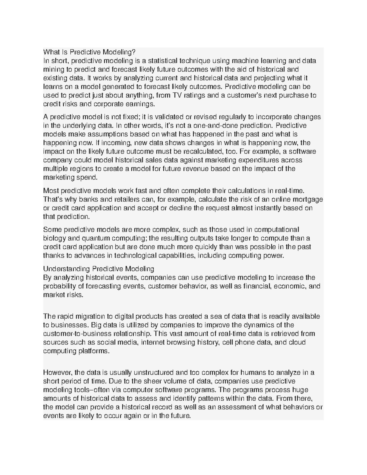 Predictive modelling - Lecture notes 7 - What Is Predictive Modeling ...