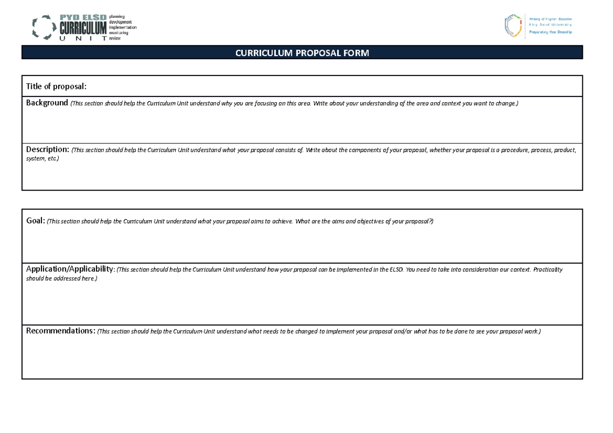 Pma curriculum proposal form - CURRICULUM PROPOSAL FORM Title of ...