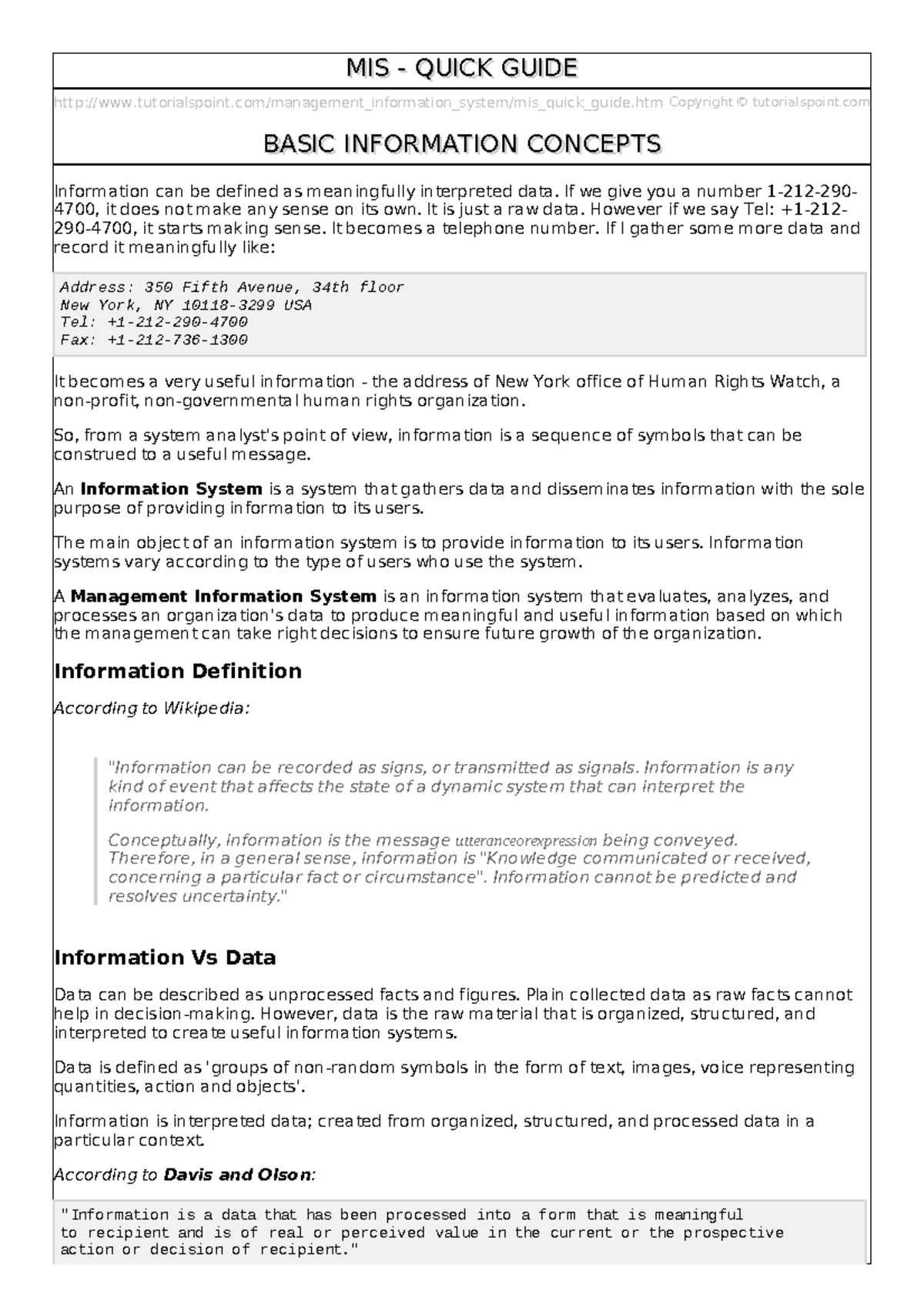 Mis quick guide - Lecture notes 1 - - Studocu