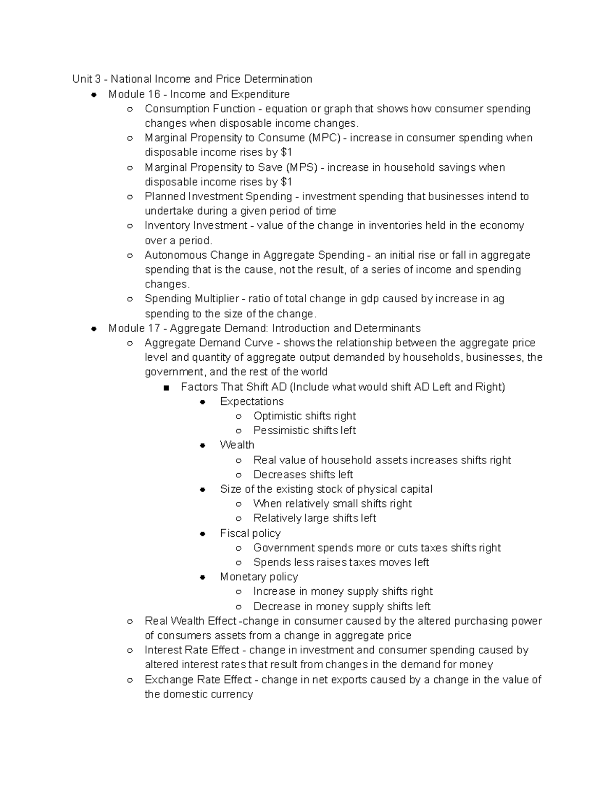 Unit 3 Notes - Unit 3 - National Income And Price Determination Module ...