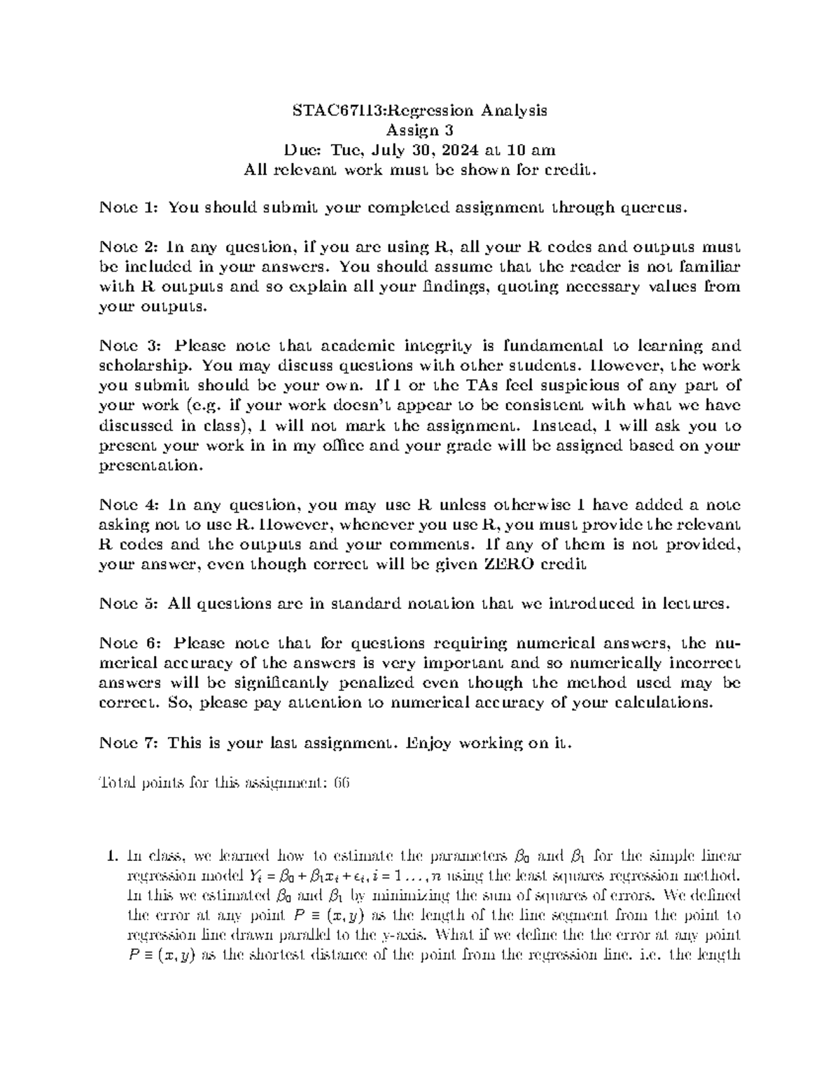 A3c67s24 - Assignment 3 - STAC67H3:Regression Analysis Assign 3 Due ...