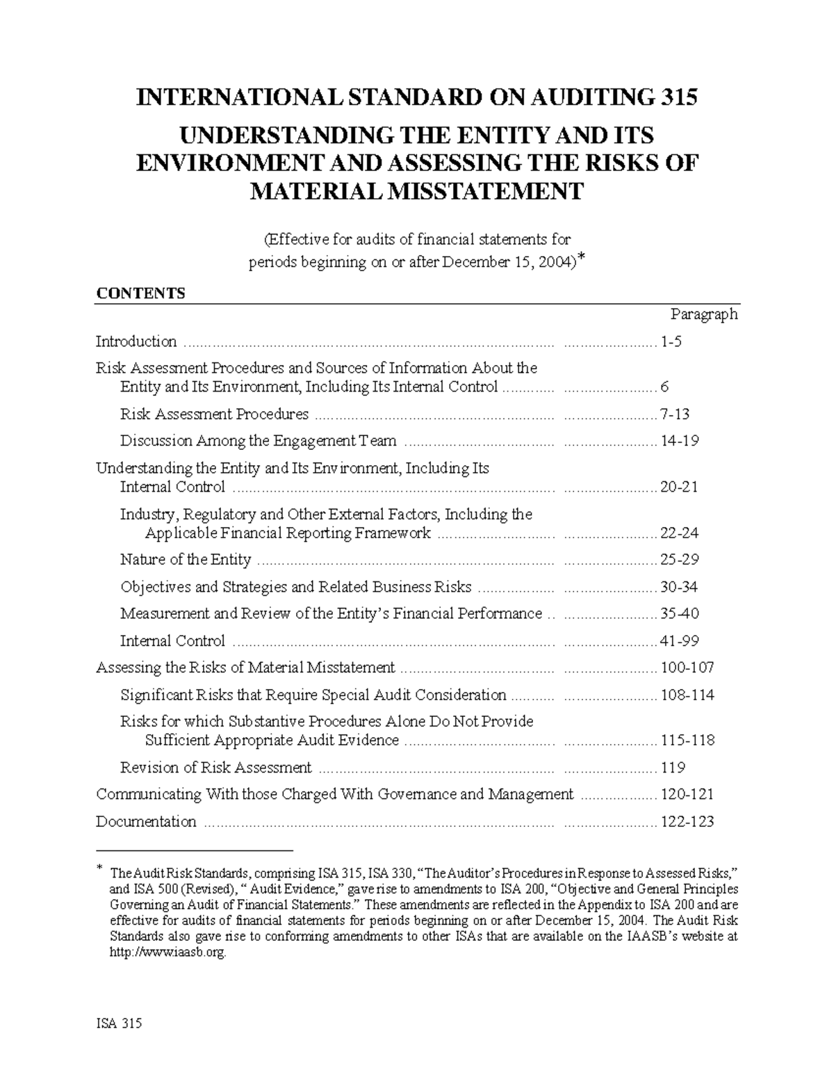 AUE1501-pron2 - AUE TEAM - INTERNATIONAL STANDARD ON AUDITING 315