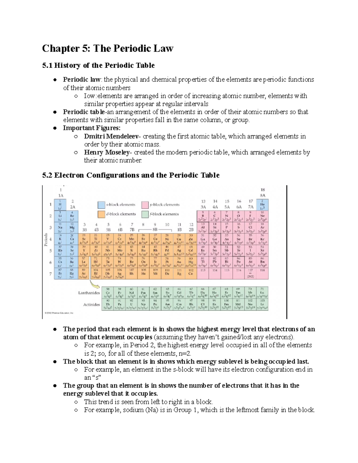 Chemistry - The Periodic Law - Chapter 5: The Periodic Law 5 History Of ...