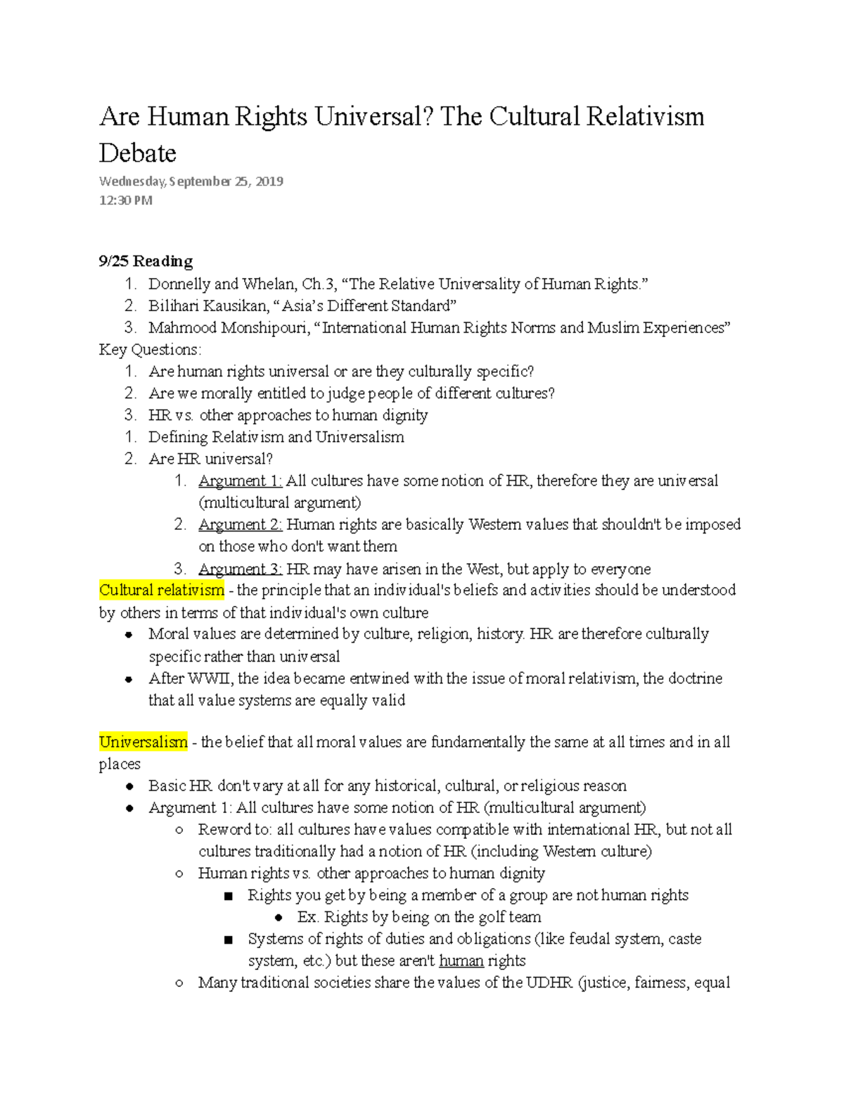 Are Human Rights Universal - Donnelly and Whelan, Ch, “The Relative ...