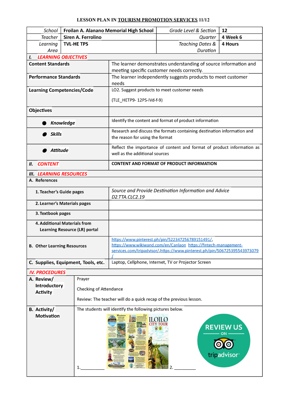 tourism promotion services quarter 1 module 1