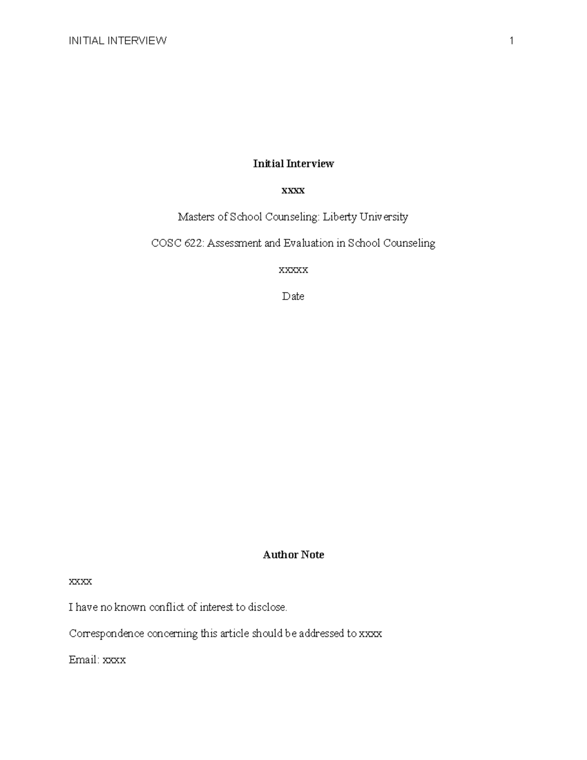 MKilcollins Initial Interview - Initial Interview xxxx Masters of ...